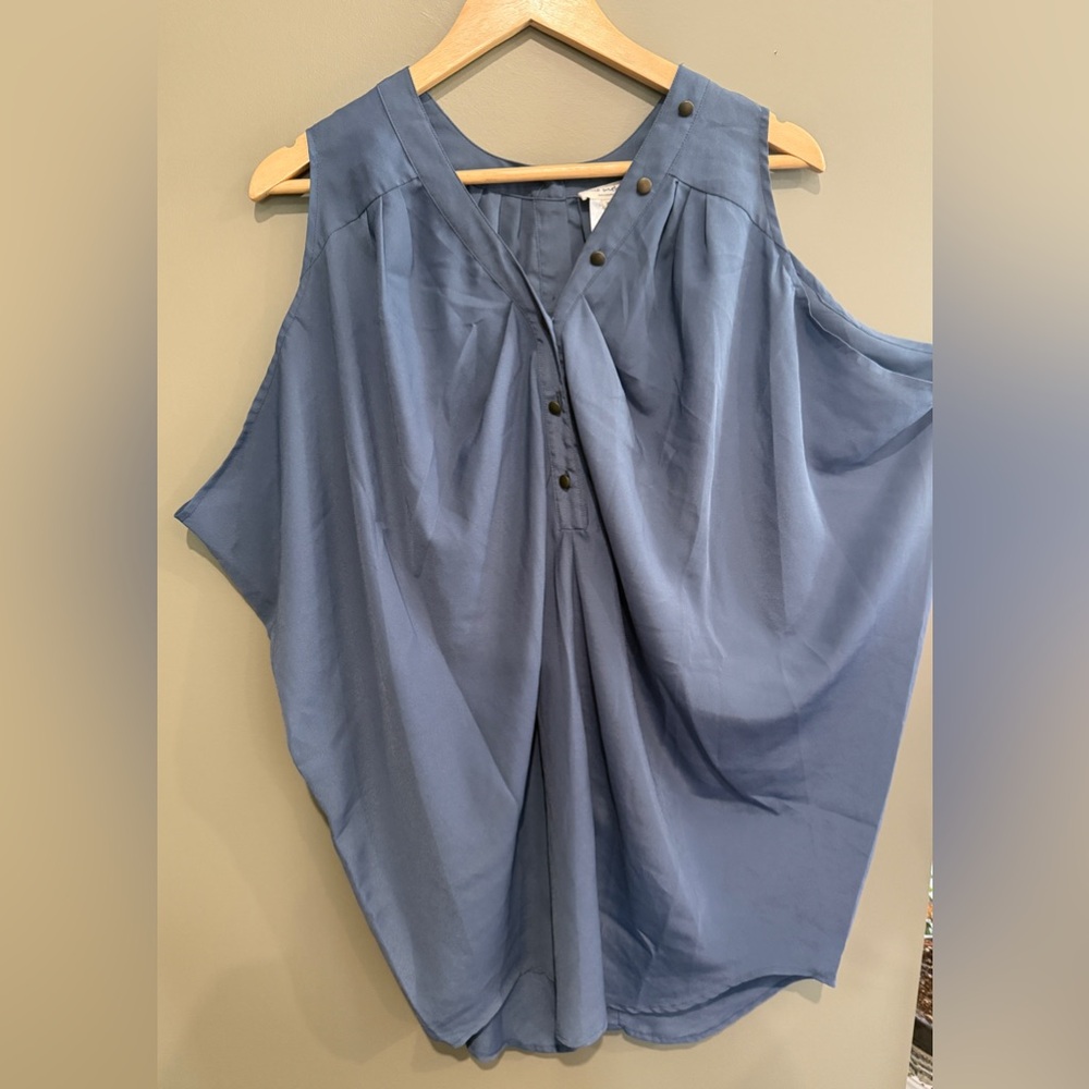 Elegant Blue Sleeveless Top Extra Small